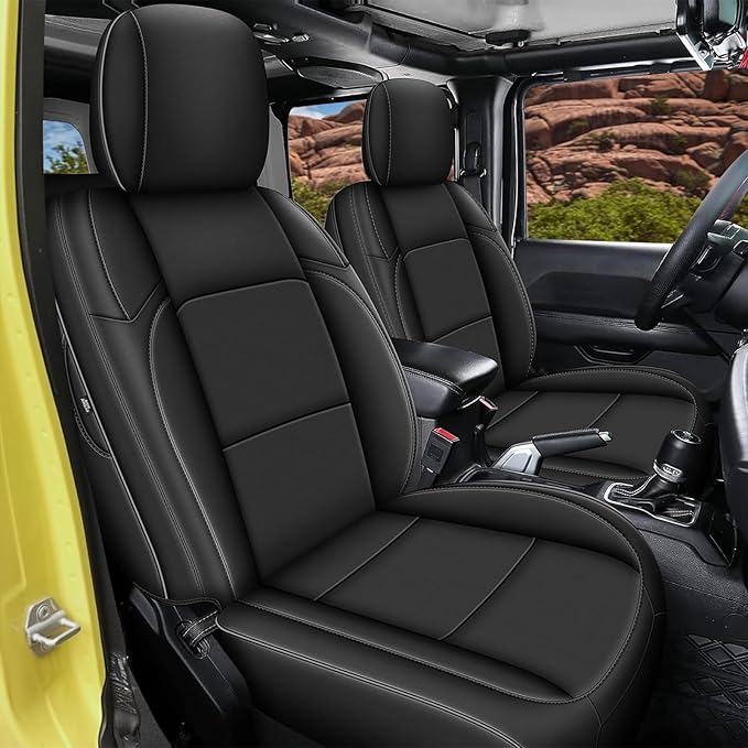 AOMSAZTO Seat Covers for Jeep Wrangler JK: 2011 2012 2-Door Leather Car Seat Covers Full Set