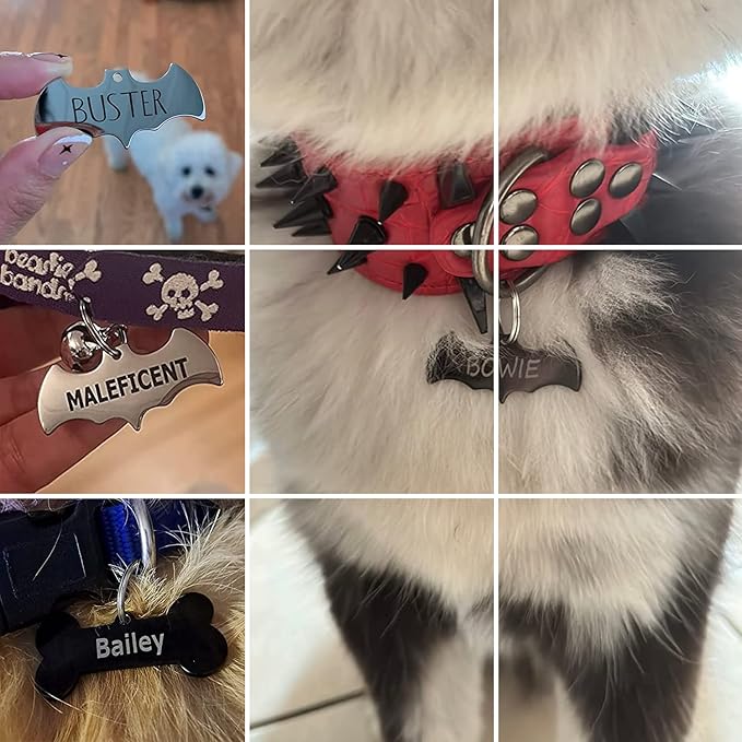 Premium 316 Surgical Grade Stainless Steel Personalized Dog & Cat ID Tags - Fun Shapes for Sporty Outdoor Pets - Custom Engraved Name & Info for Collar Accessories & Pet Necklaces Square 5 Color