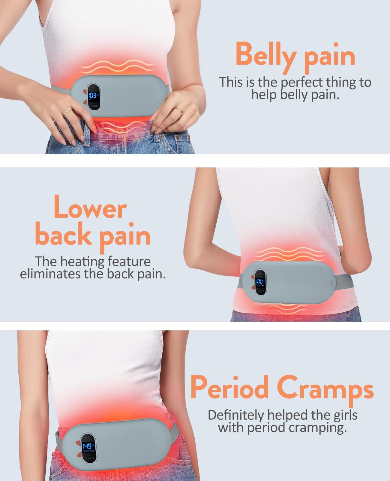 Portable Heating Pad for Period Cramps: Cordless Menstrual Heating Pad with 6 Heat Levels and 6 Massage Modes, 3s Fast Heating Gift for Women and Girl(Pink)
