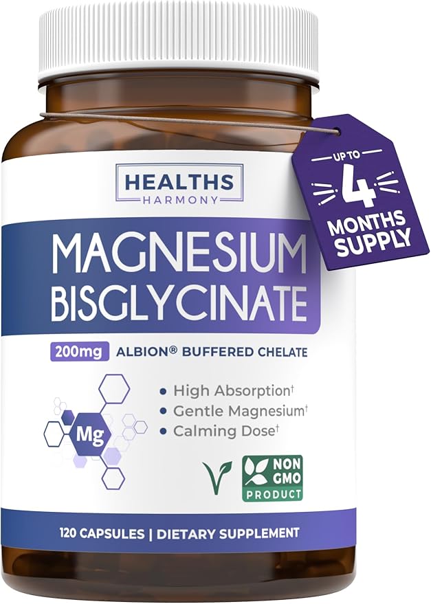 High Absorption Magnesium Bisglycinate Capsules - Clinically Validated Buffered and Chelated Magnesium Supplement - 1 Daily Vegan Capsule with Lab Verified Gentle Magnesium 200mg (4 Month Supply)