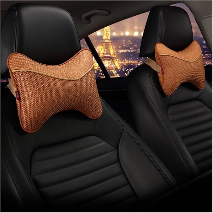 Car Headrests Cervical Neck Pillow Head Cushion Memory Foam Cotton Fit for Seat Waist Lumbar Support(Gray)