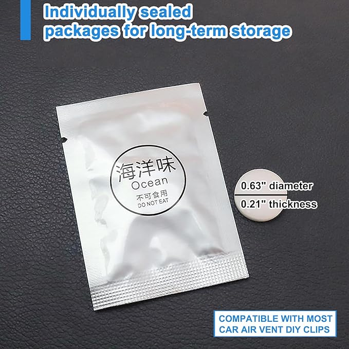 20 Pack Lemon & Ocean Aromatherapy Replacement Pads, Car Air Vent Clip Freshener Refills, Solid Fragrance Replacement Pads for Car Air Condition Clips