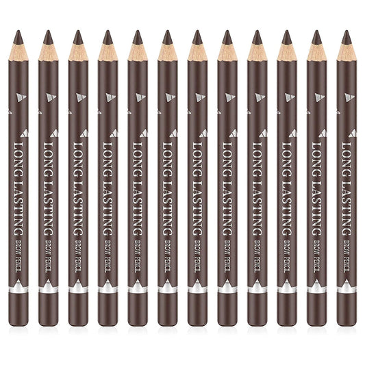 Go Ho 12 Pcs Dark Brown Eyebrow Eyeliner Pencils Makeup Pen,Sweatproof Eye Brow Pencil,Long-Lasting Nice Color Eyebrow Pen,Make