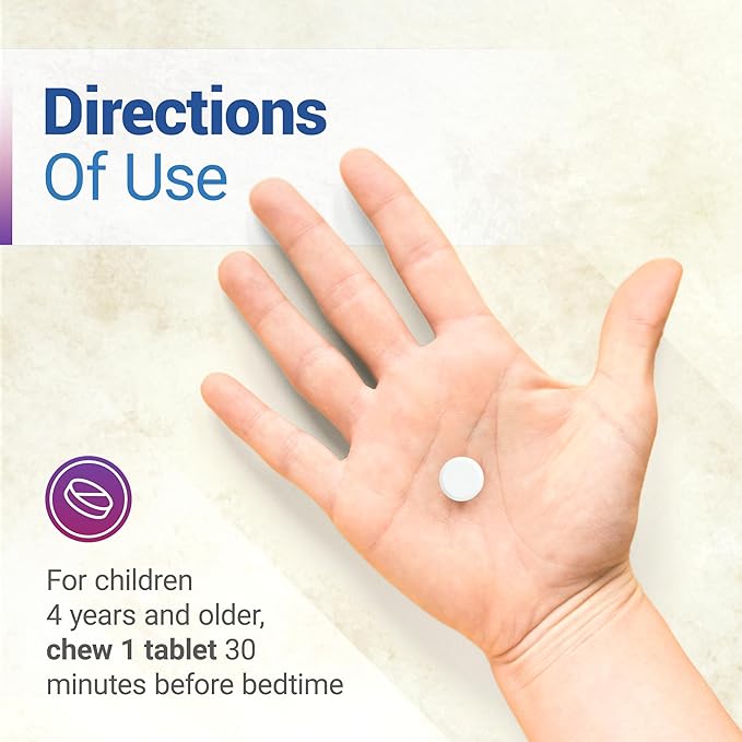 Luna Kids Sleep Aid Tablets for Children 4+ - Naturally Sourced Ingredients - 120 Chewable Tablets - Gentle, Herbal Supplement with Chamomile, Melatonin, Valerian & Lemon Balm