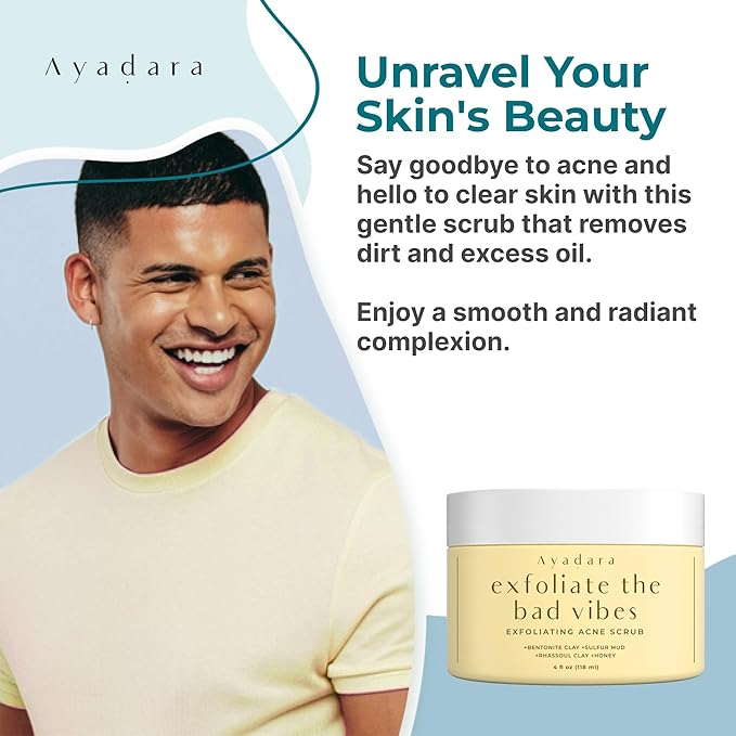 Exfoliating Acne Scrub, 4 fl oz(118 ml), Exfoliating Acne Face Wash, Natural Facial Scrub for Severe and Hormonal Acne, Facial Acne Scrub for Teens, Women, Men, and Adults, 120-Day Supply