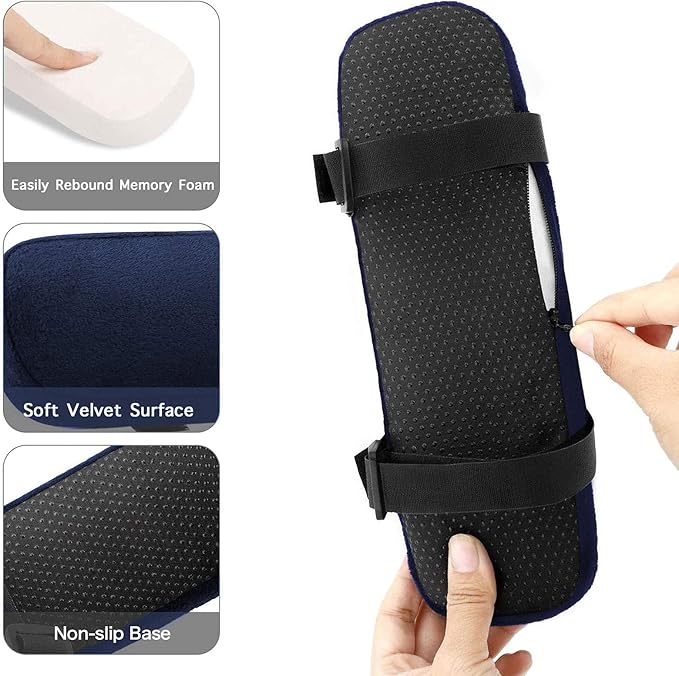MOSISO Chair Armrest Pads (2 Pack), Memory Foam Home/Office Chair Arm Rest Covers Comfy Computer Gaming Elbow Cushion Removable Washable Elbow Support Forearm Pressure Relief, Purplish Blue