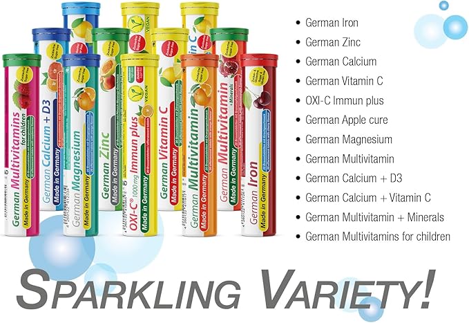 German Calcium + Vitamin D Drink Effervescent Tablets 140 Servings Orange-Grapefruit Flavour - 500 mg Calcium, 2,5 μg Vitamin D3 - T&D Pharma – Made in Germany