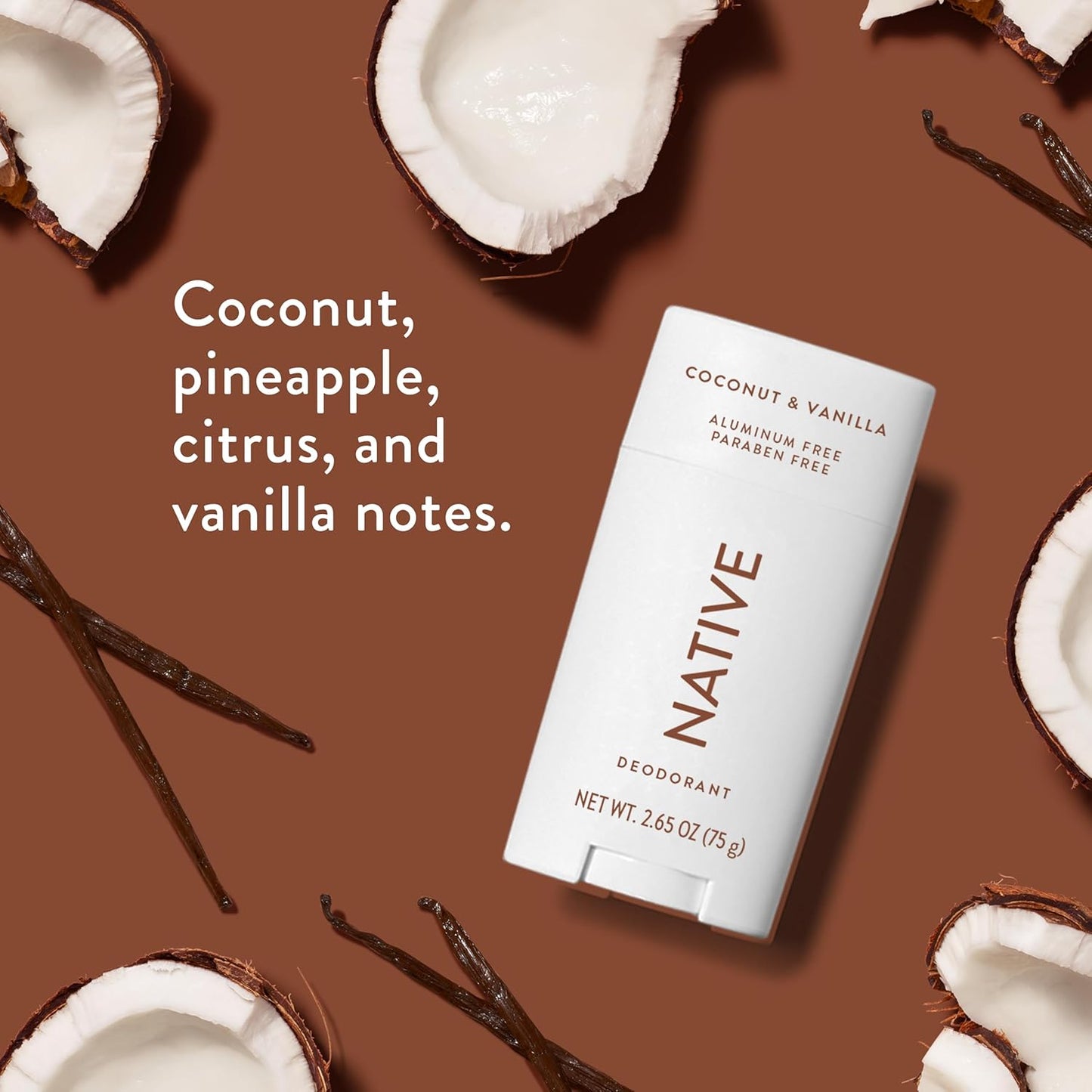 Native Deodorant | 72-Hour Odor Control | Aluminum-Free, Coconut & Vanilla, 2-Pack