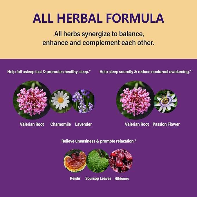 Valerian Root Sleep Support Drops, Passion Flower, Chamomile, Lavender, Soursop Leaves, & Hibiscus Herb Extract Supplement Tincture for Sleep Soundly & Deeply. 4 oz