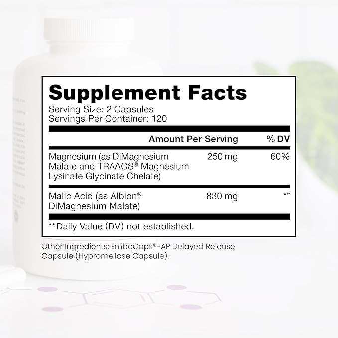 Pure TheraPro Rx Optimum Magnesium Lysinate Glycinate & Di-Magnesium Malate, Made in USA | 4 Month Supply | Chelated Magnesium for Maximum Absorption, Supports Bone Health & Energy, 240 Count