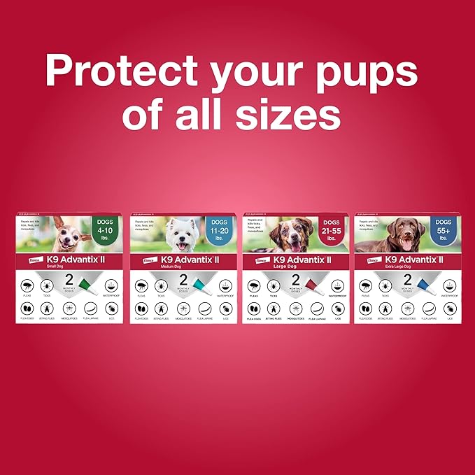 K9 Advantix II Medium Dog Vet-Recommended Flea, Tick & Mosquito Treatment & Prevention | Dogs 11-20 lbs. | 6-Mo Supply (Pack of 2)