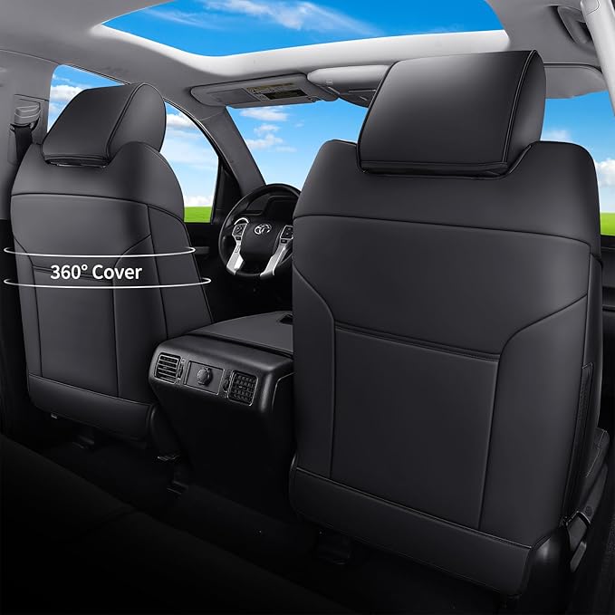 Huidasource Tacoma Truck Seat Covers Custom Fit for Toyota Tacoma 4th Gen(2024-2026) Double&Crew Cab SR SR5 Limited TRD Sport/Off Road Trailhunter, Front & Rear Car Seat Cover(Full Set/Black&Red)