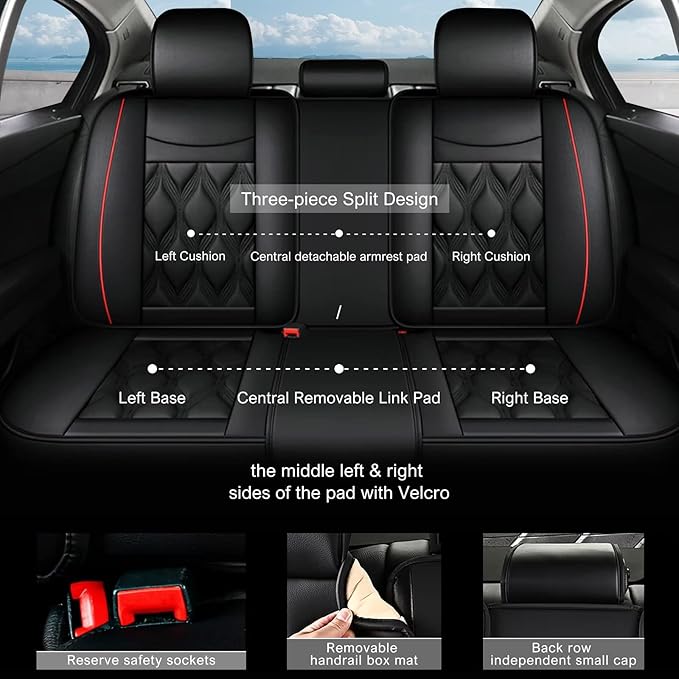 AOMSAZTO Car Seat Covers,Full Set 5 Seats Custom Fit for Subaru Crosstrek 2016-2025 2026 2023,Leather Car Seat Cover Seat Cushion Protector,Airbag Compatible Waterproof Black