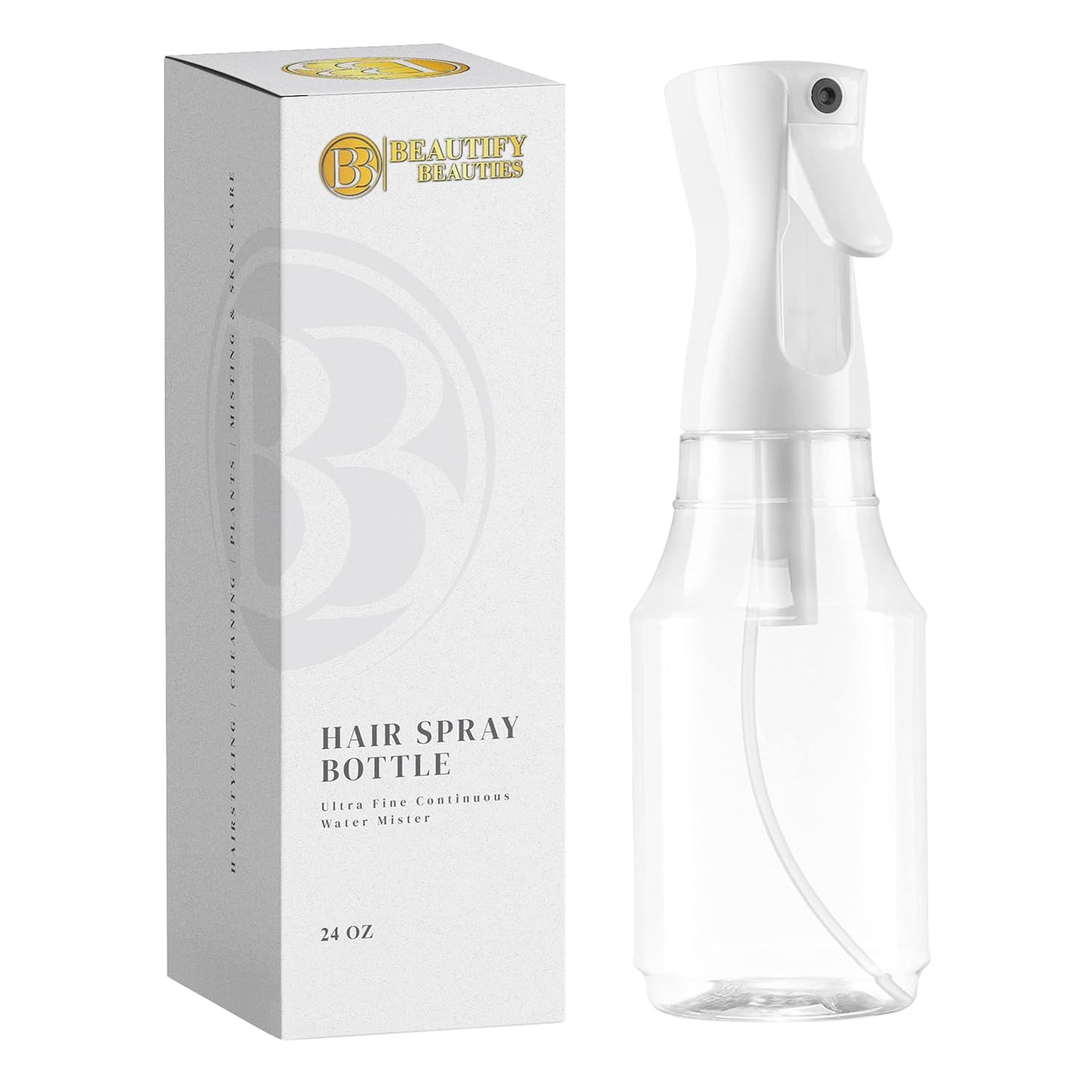 Ultra Fine Continuous Hair Spray Bottle | 6.8 Oz | White | Misting & Styling