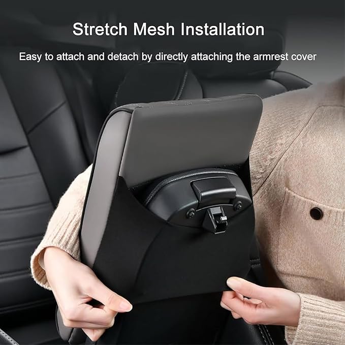 Car Center Console Cover for Ford Edge Sport 2011-2014, Universal Memory Foam Leather Comfortable Soft Armrest Box Pad Cushion Protector Accessories Easy to Clean,Black