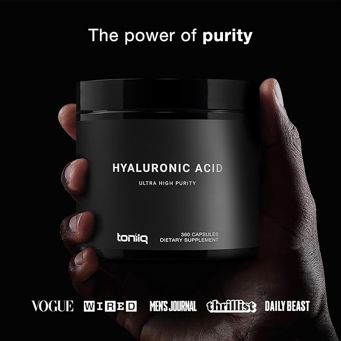 Hyaluronic Acid Supplements – Lab Tested 95% Ultra High Purity – Fermented and Bioavailable with Vitamin C – Third Party Lab Tested – 360 Capsules