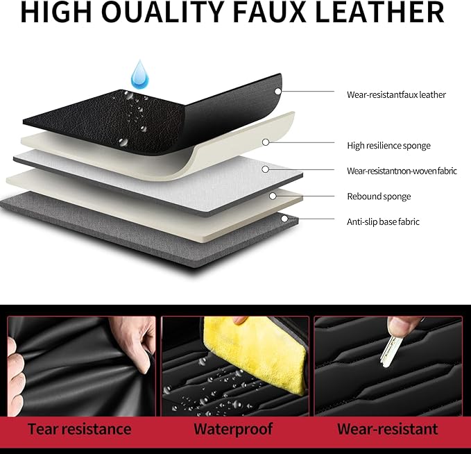 Fit Corolla Car Seat Covers for Toyota Corolla 2000-2024 2025 2026 - Upgraded Premium Waterproof & Breathable Leather, Airbag Compatible, All-Weather Seat Cushion Protector (Full Set, Black)