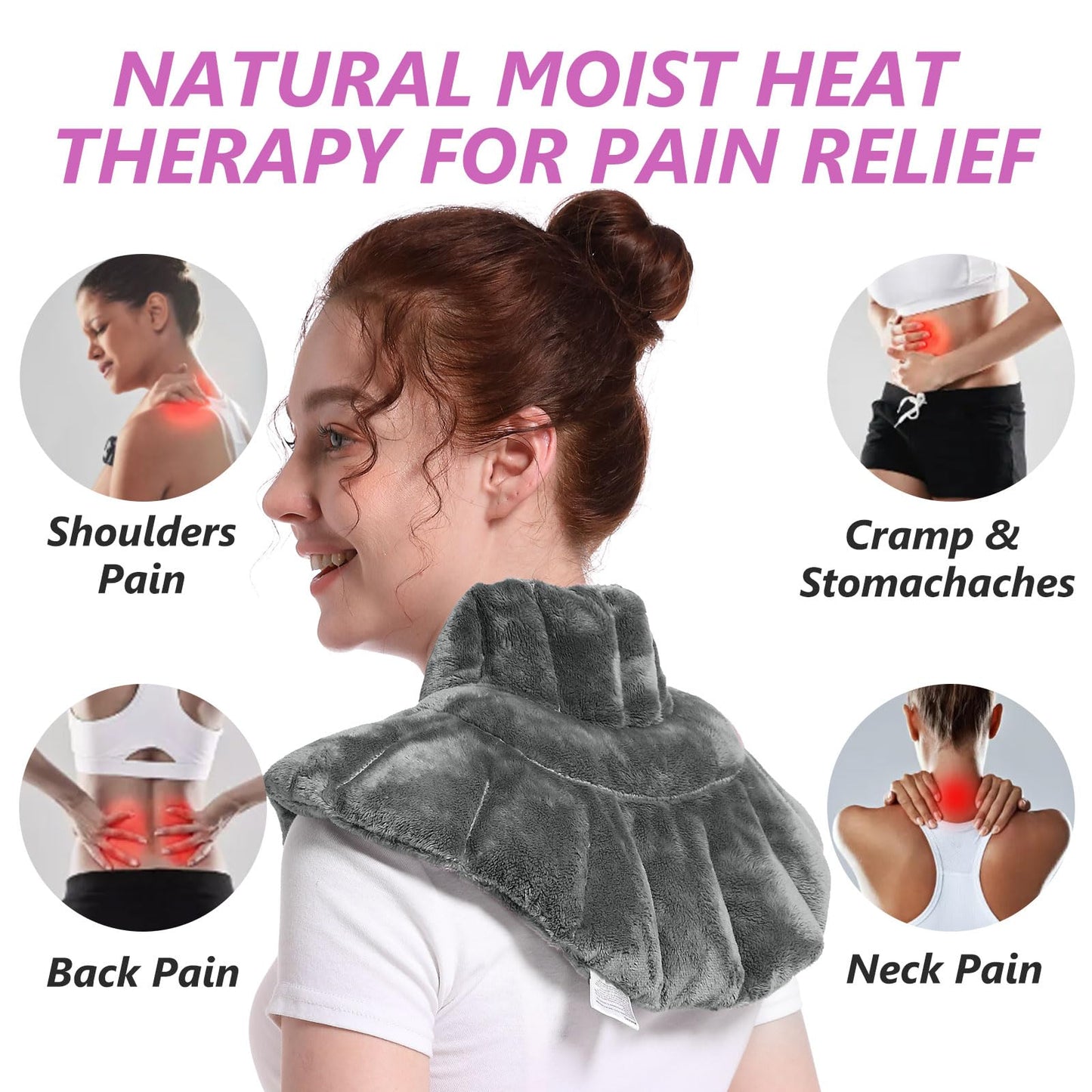 Heating pad Microwavable with Washable Cover 6 * 12" Microwave Moist Heat Pad for Neck Shoulder, Cramps, Back Pain Relief, Warm Compress Rice Bean Bag Hot Pack for Muscles, Joints, Lavender