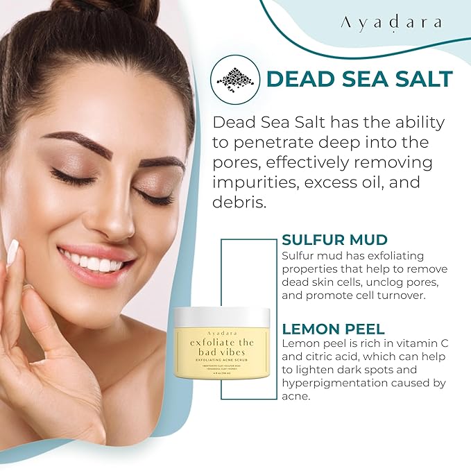 Exfoliating Acne Scrub, 4 fl oz(118 ml), Exfoliating Acne Face Wash, Natural Facial Scrub for Severe and Hormonal Acne, Facial Acne Scrub for Teens, Women, Men, and Adults, 120-Day Supply