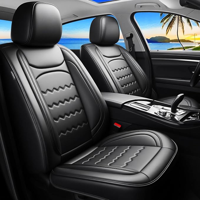 CX-7 Car Seat Covers Custom Fit for Mazda CX-7 2007-2012, Full Coverage Premium Leather Waterproof Breathable Seat Covers Automotive Seat Protectors, Airbag Compatible(Full Set, Seats, Black)