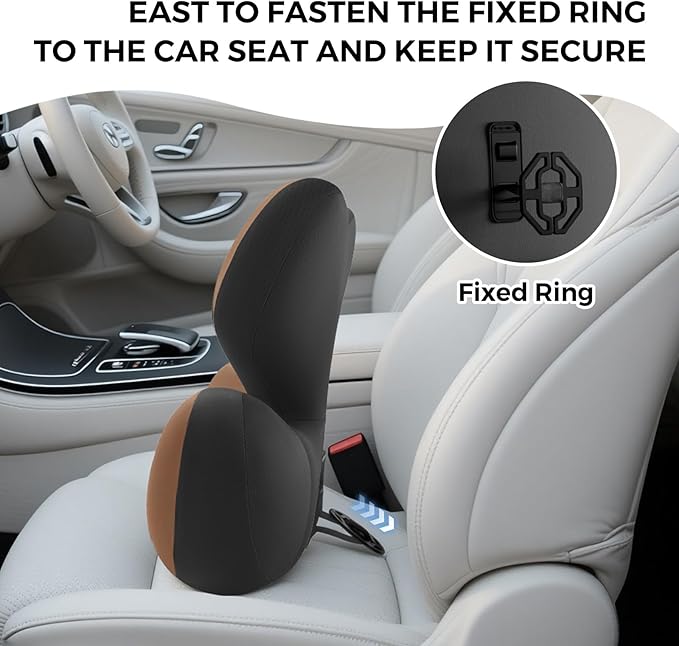BEBAS Lumbar Support Pillow for Car, Ergonomic Memory Foam Back Cushion for Driving, Lower Back Support for Pain Relief, Lumbar Cushion for Car Seats, Office Chairs, Wheelchairs - Coffee
