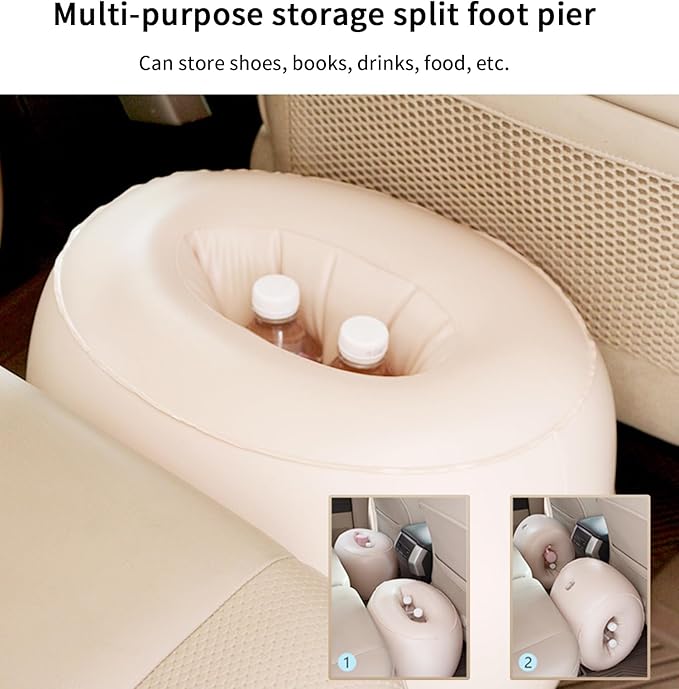 Car Air Mattress for Silverado 1500/GMC Sierra 1500 2019-2023 2024, Inflatable Car Bed for Back Seat Sleeping, Soft Car Inflatable Bed Back Seat Mattress Airbed,A Beige