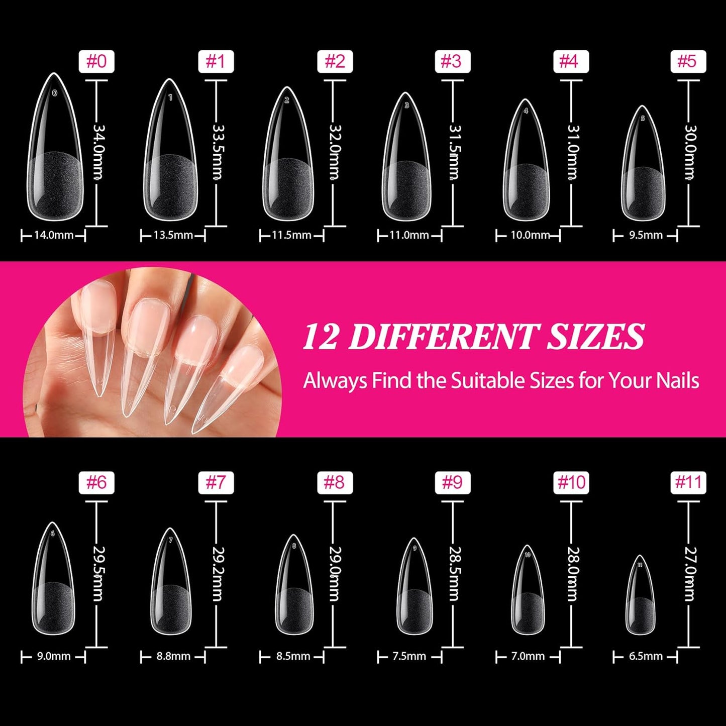 UNA GELLA Square Toe Nail Tips | 504 Pcs Soft Gel Full Cover | DIY Pedicure
