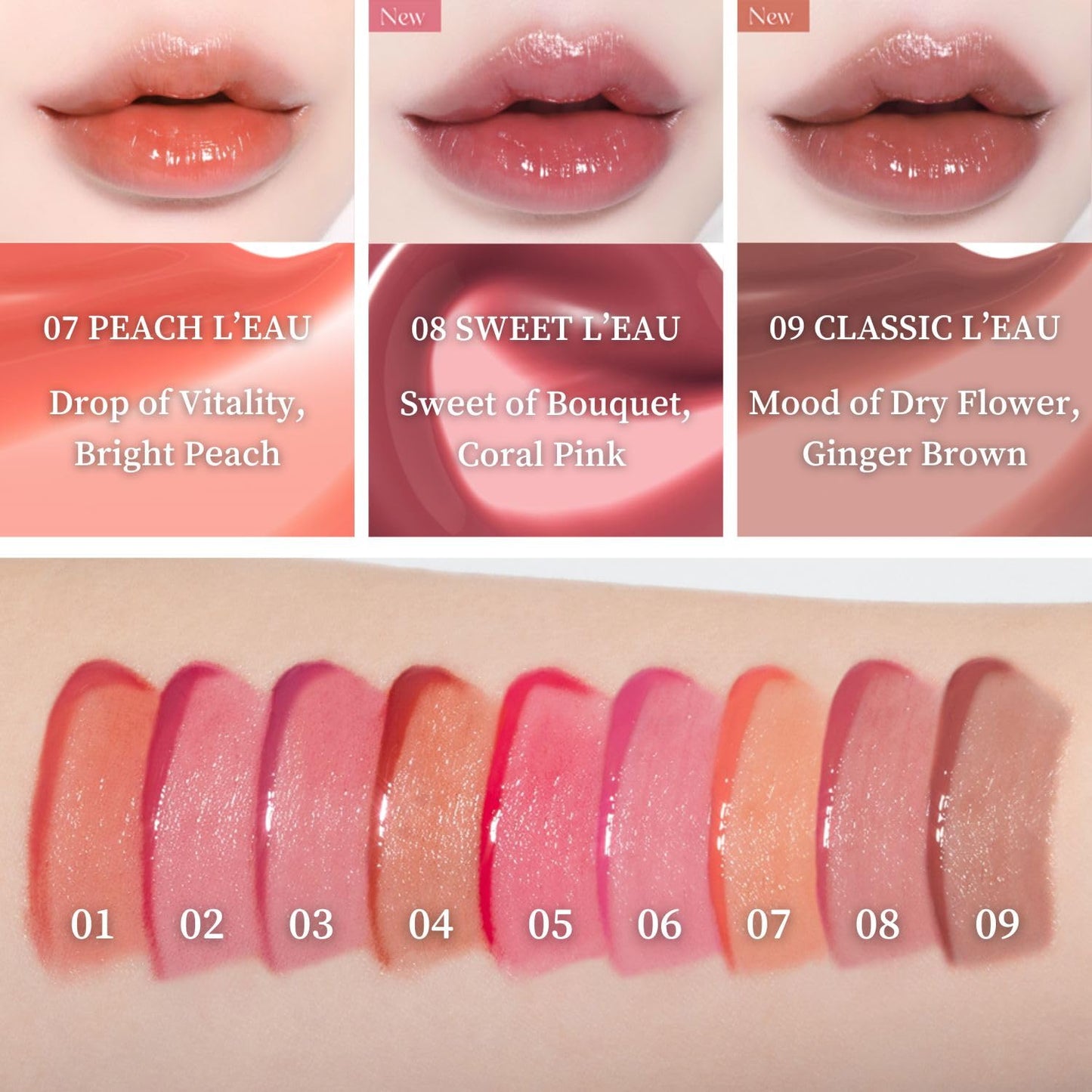 BBIA L’EAU Tint – Glossy & Glow Lip Stain, Watery Lip Tint, Non-Sticky, High Shine Finish, Long-lasting, Moisturizing, Lightweight, Natural, Daily Use, Vegan, Korean Lip Makeup (09 CLASSIC L'EAU)