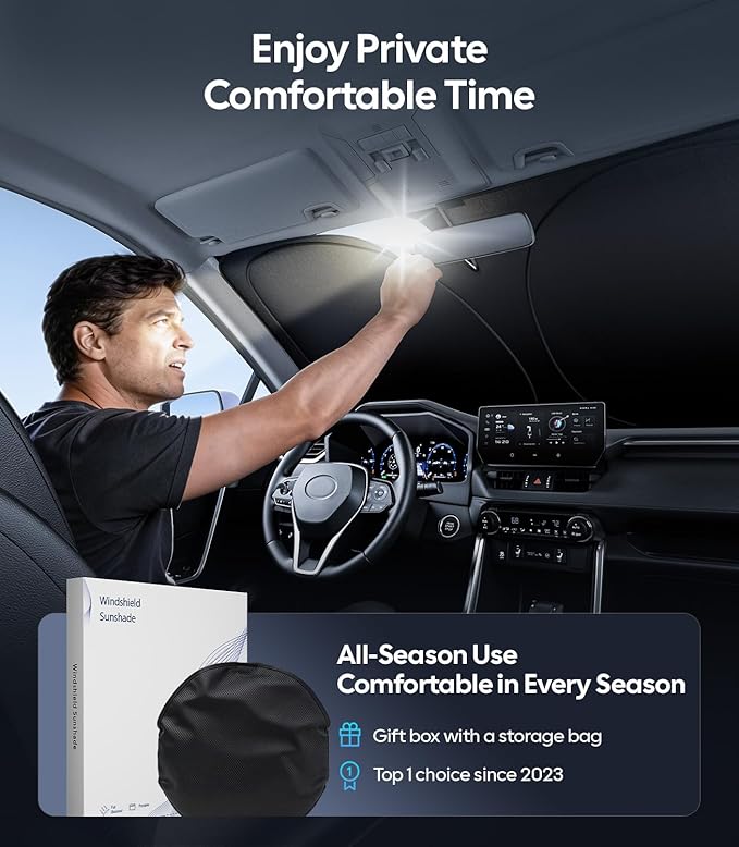 Wigoo for Jeep Wrangler Windshield Sunshade [OEM Design, 100% Sun Blockage] Foldable Heat Insulation Sun Shade with Storage Bag, for Jeep Wrangler (2018-2026), Silver Coating