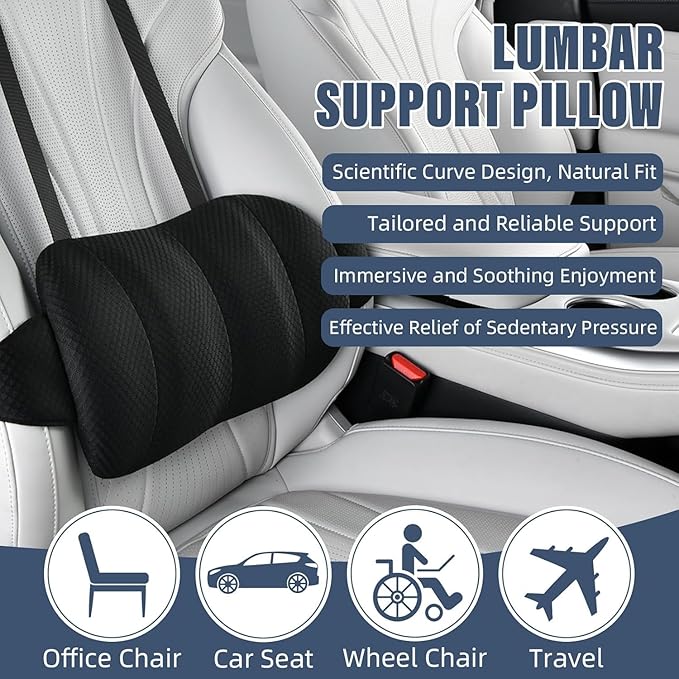 1 Piece Automotive Seat Lumbar Support Pillow for VW Beetle 2012-2019, Driving Lower Back Cushion Ergonomic Orthopedic Posture Rest