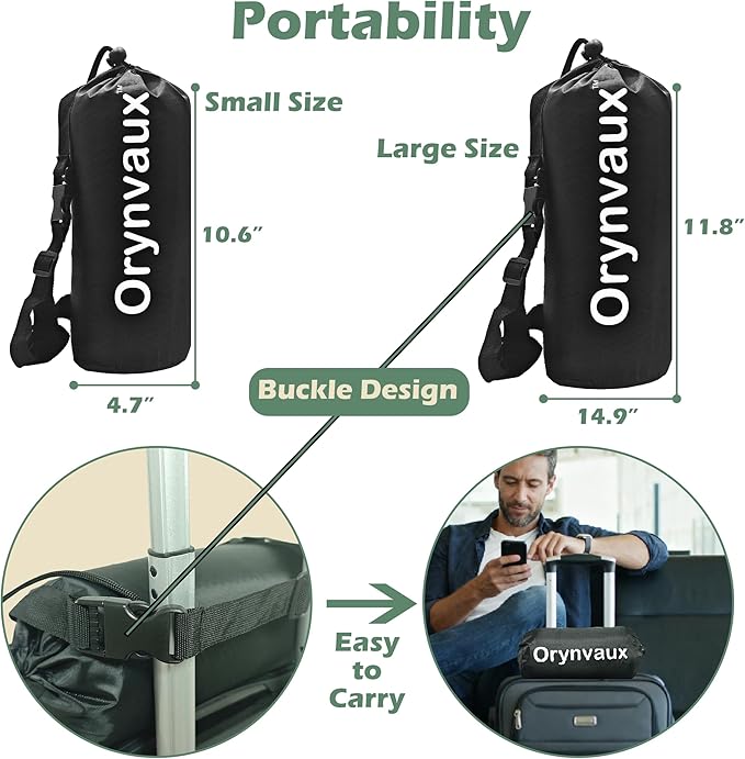 Cooling Camping Pillow, Memory Foam Travel Pillow with Adjustable Buckle Strap & Storage Bag, Compact Small Pillow for Airplane, Car Lumbar, Office, Washable Cooling Cover, Canopy Green