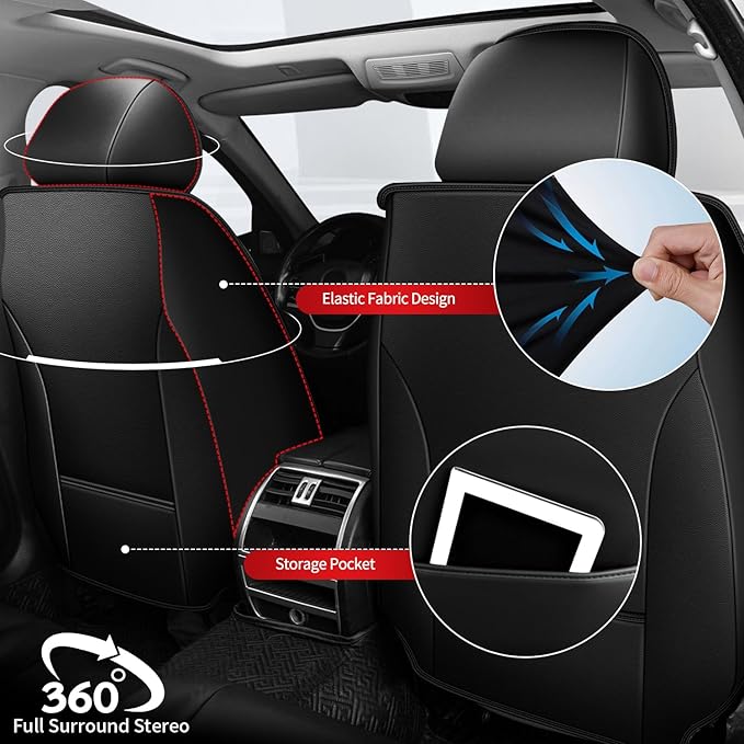 TTX LIGHTING Car Seat Covers fit for Chevrolet Blazer 2019-2026 Front Seat: Premium Leather Automotive Seat Cover with Airbag Compatible Waterproof (2 Seats, Black)