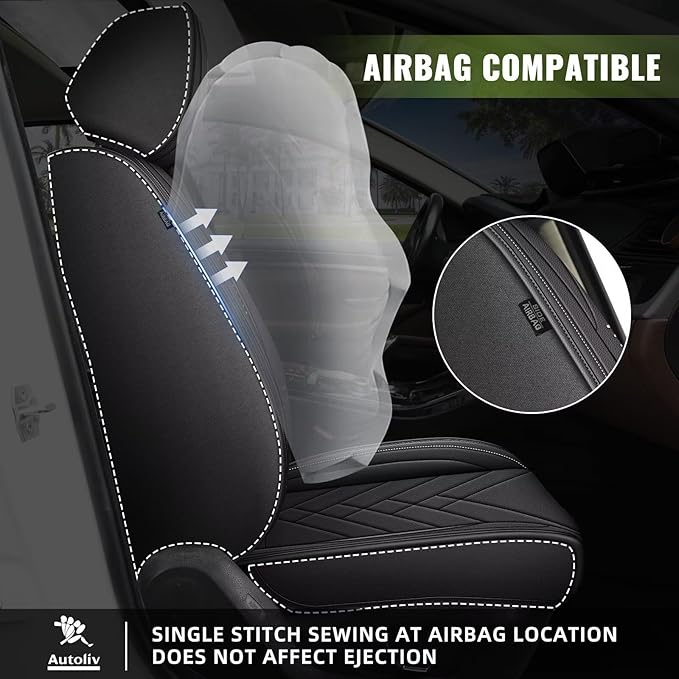 AOMSAZTO Car Seat Covers Fit for Hyundai Elantra 2017-2025 2026 Premium Front Seat Covers Waterproof Leather Automotive Seat Covers Compatible with Airbag (2 Seats,Black)