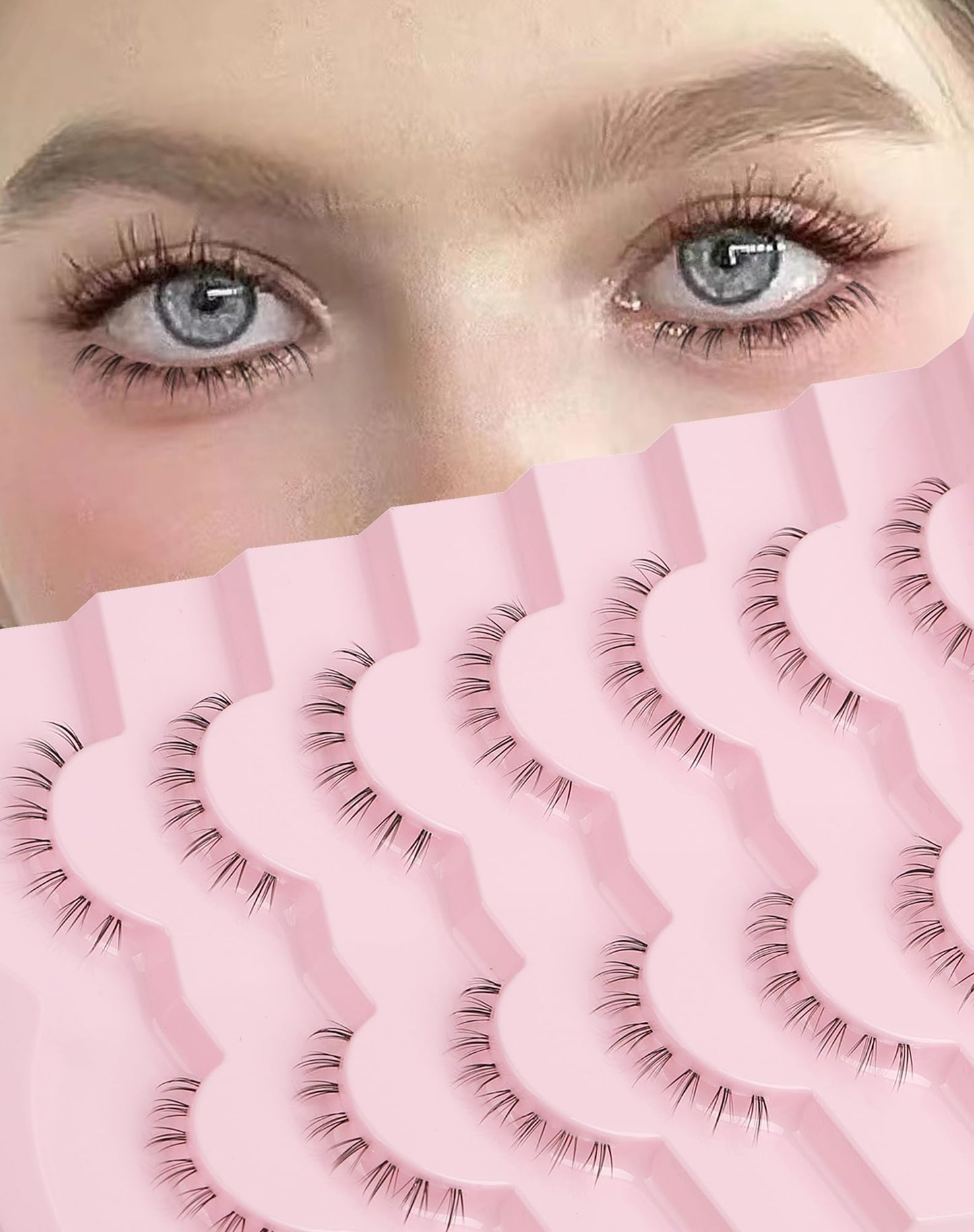 Bottom Lashes Clear Band Wispy Lashes Short C Curl Lower Lashes Natural Under Lashes Pack Jiocolor Cute Anime Bottom Eyelashes 7