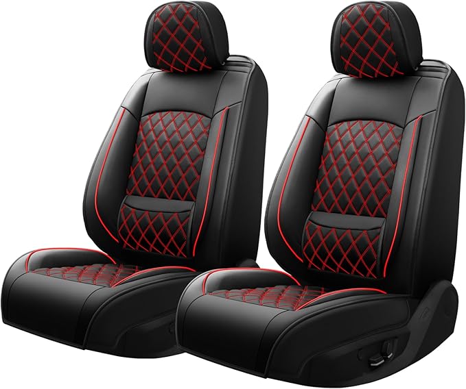 Fit MDX Car Seat Covers for Acura MDX 2005-2026 - Premium Leather, Waterproof, All-Weather, Airbag Compatible, Breathable, Easy Install, Seat Protectors, Only 2 Front seat Covers, Redline