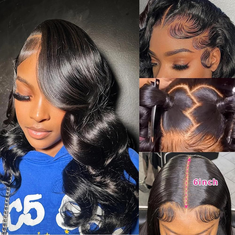 Caijuxing Lace Front Wigs Human Hai 13X4 Body Wave Lace Front Wigs For Black Women 180% Density Body Wave Bob Wigs Human Hair Pr