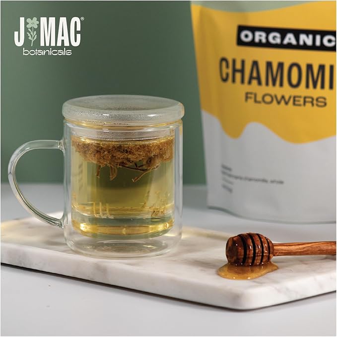 J MAC BOTANICALS, Organic Chamomile Flowers, Whole Dried Chamomile Flower, Loose Leaf Tea