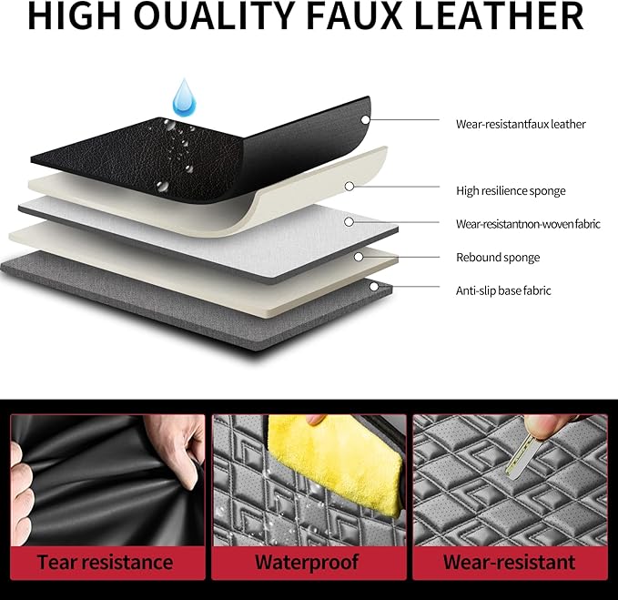 Fit Ridgeline Car Seat Covers for Honda Ridgeline 2007-2025 2026 - Upgraded Premium Waterproof & Breathable Leather, Airbag Compatible, All-Weather Seat Cushion Protector (Full Set, Black)