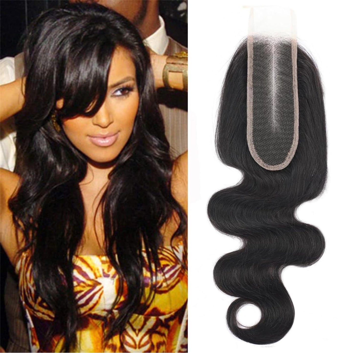 Selina Lace Closure 16 Inch Brazilian Body Wave Closure Free Part 2X6 Lace Closure Unprocessed Human Hair Natural Black Color Vi
