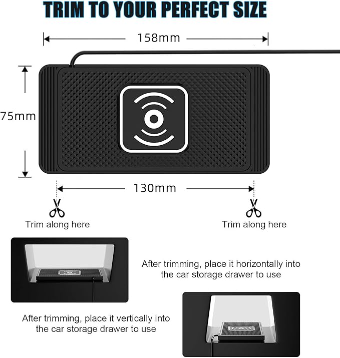 Wireless Charging Pad for Car for Genesis G70 G80 GV60 GV80 G90 EQ900 G90L EQ900L, 15W Fast Wireless Charger Mat Non-Slip Silicone Car Center Console Phone Charging Pad,A/15W-Type-c