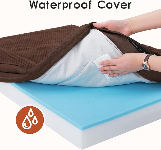 Orthopedic Dog Beds Large Sized Dog, 3 Inch Memory Foam Pet Bed for Medium and Large Dogs, Washable Removable Cover, Nonskid Bottom, Waterproof, 44x32 Inches XXL Brown Grey