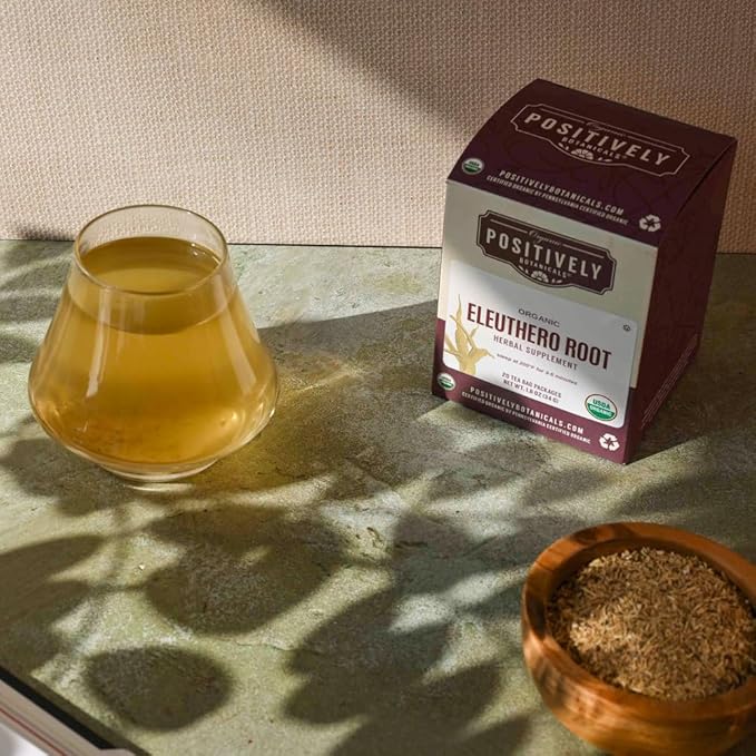 Organic Positively Botanicals Company, Eleuthero Root Herbal Tea Bags, 20 Count