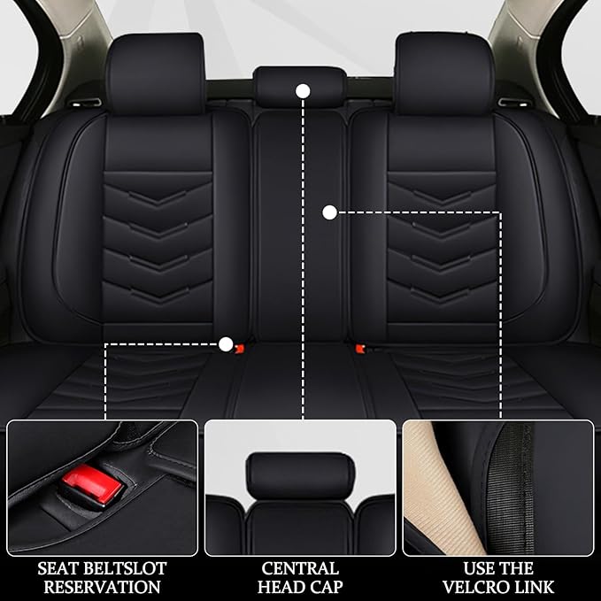Car Seat Cover 6 Seats for Ford Explorer 2000-2026, Waterproof Durable Compatible Airbag, Premium Leather Seat Protector(6 Seats Luxury,Black)