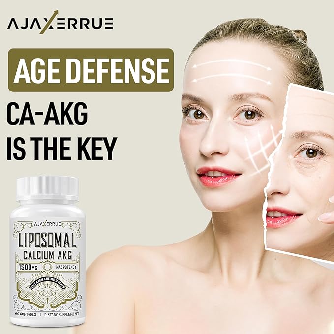 Liposomal Calcium AKG Supplement 1500 MG (Alpha-Ketoglutaric Acid), High Absorption, More Effective Than AAKG, Ca AKG for Longevity, Age Defense, Cellular Energy, Metabolic Function, 120 Softgels