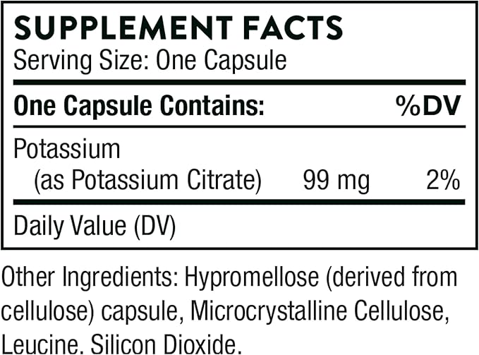 THORNE Potassium Citrate - Highly-Absorbable Potassium Supplement for Kidney, Heart, and Skeletal Support* - 90 Capsules