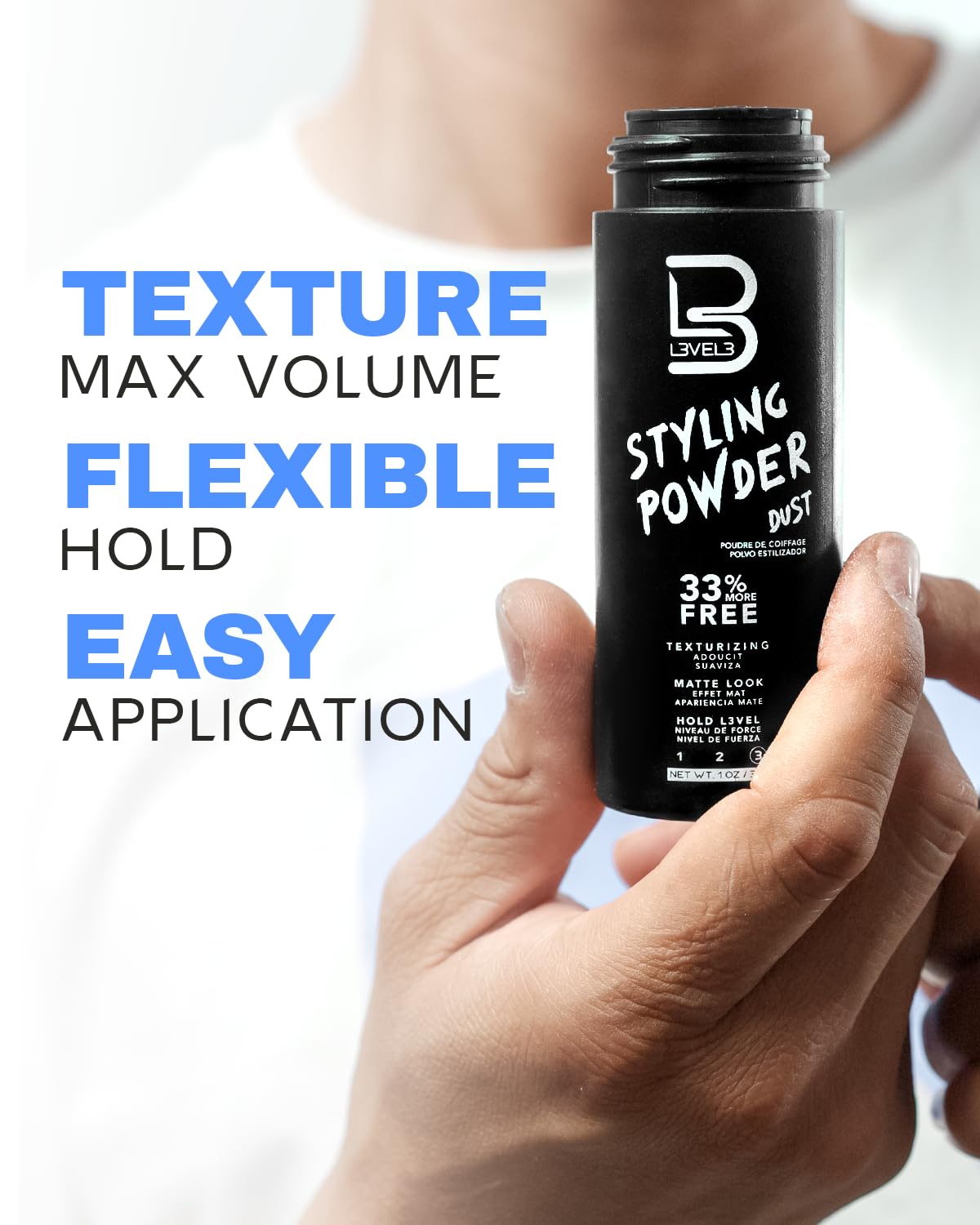 Level 3 Men's Styling Powder | Natural Look | Easy Application, No Grease