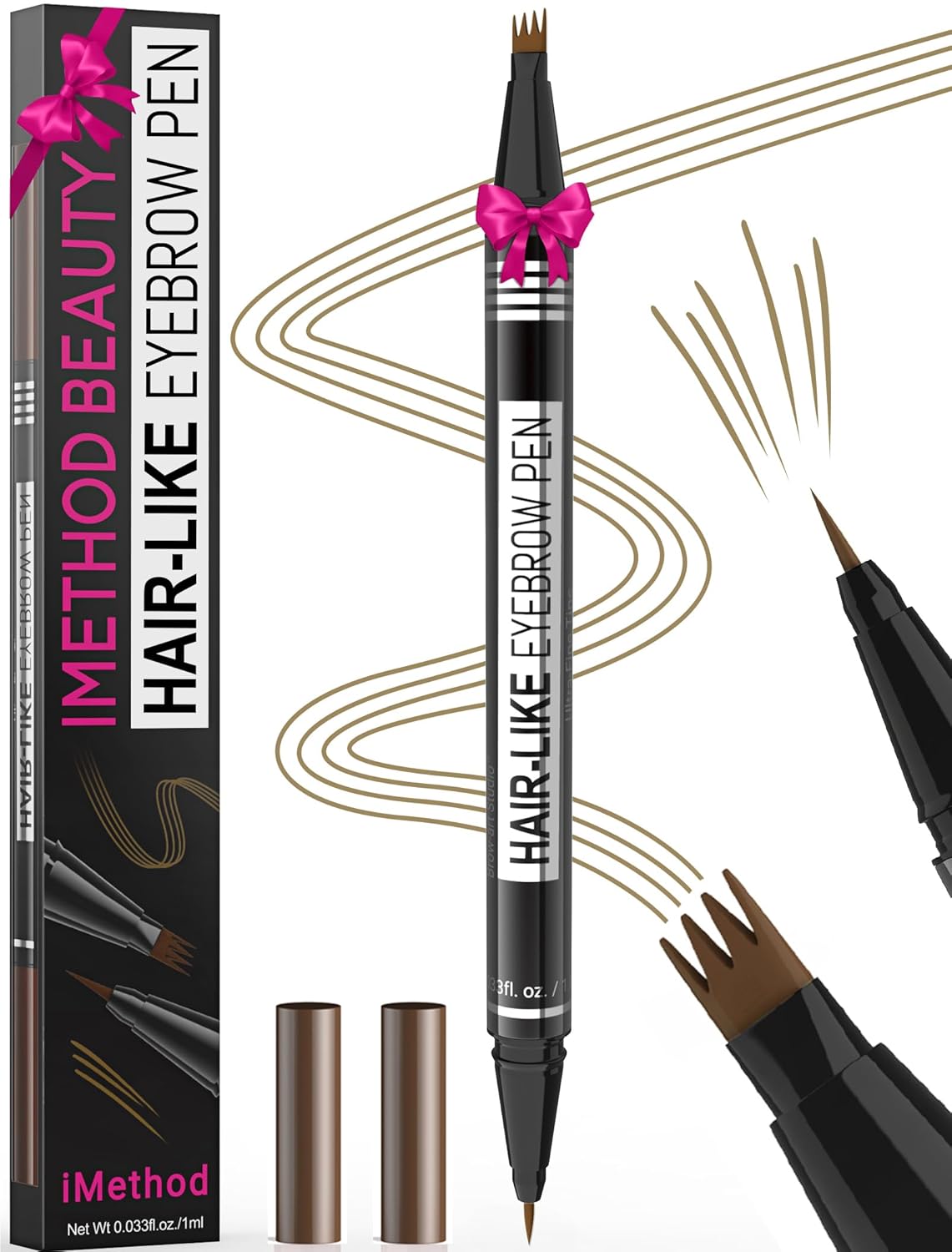 iMethod Microblading Eyebrow Pen | 2-in-1 Dual-Ended Pencil for Women – Black