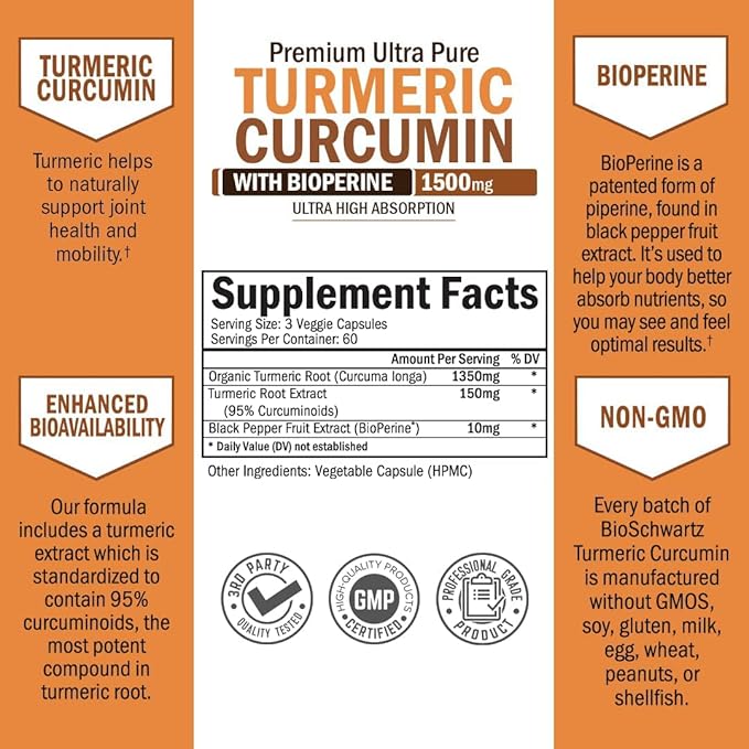 40 Billion CFU Daily Probiotic Supplement (2 Month Supply) Plus Turmeric Curcumin with Black Pepper Extract 1500mg Complex (2 Month Supply)