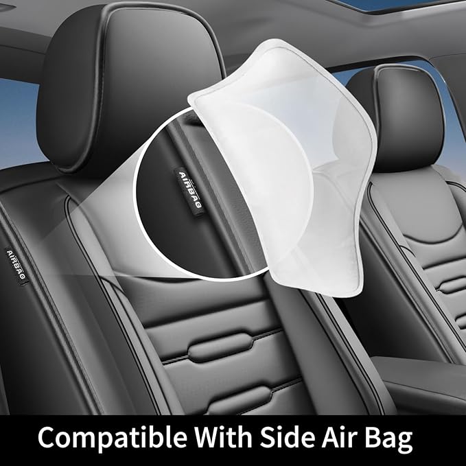 Fit Prius Car Seat Covers for Toyota Prius 2001-2024 2025 2026 - Upgraded Premium Waterproof & Breathable Leather, Airbag Compatible, All-Weather Seat Cushion Protector (Full Set, Black)