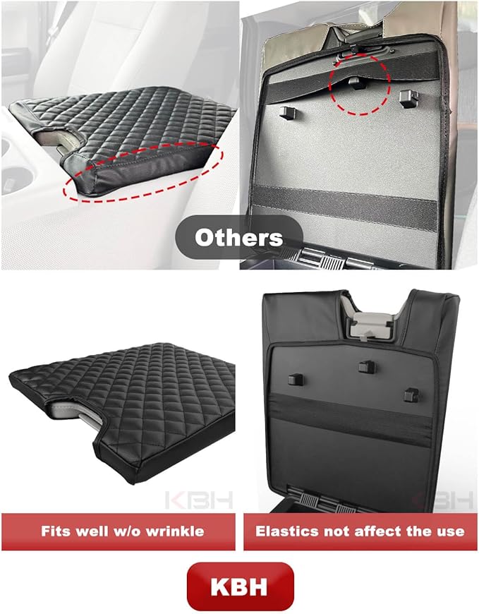 KBH Center Console Armrest Cover for 2015-2025 F150, 2017-2025 F250 F350 F450 F550, with 40/20/40 Jump Seat, Vinyl Leather, Anti-Scratch, Black